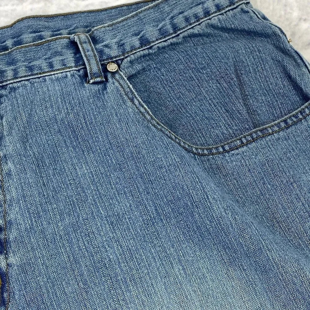 LUXE-T Luxury Basics Relaxed Fit Men's Blue Jeans‎ Size 42x33 Distressed Hem